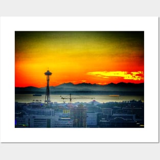 Seattle sunset Posters and Art